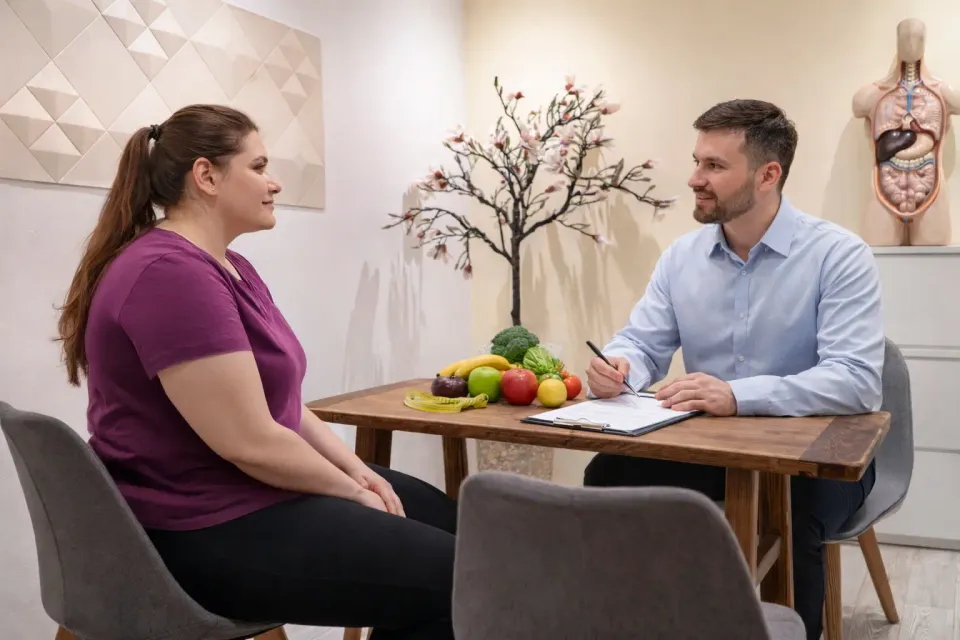 a man and woman sitting at a table